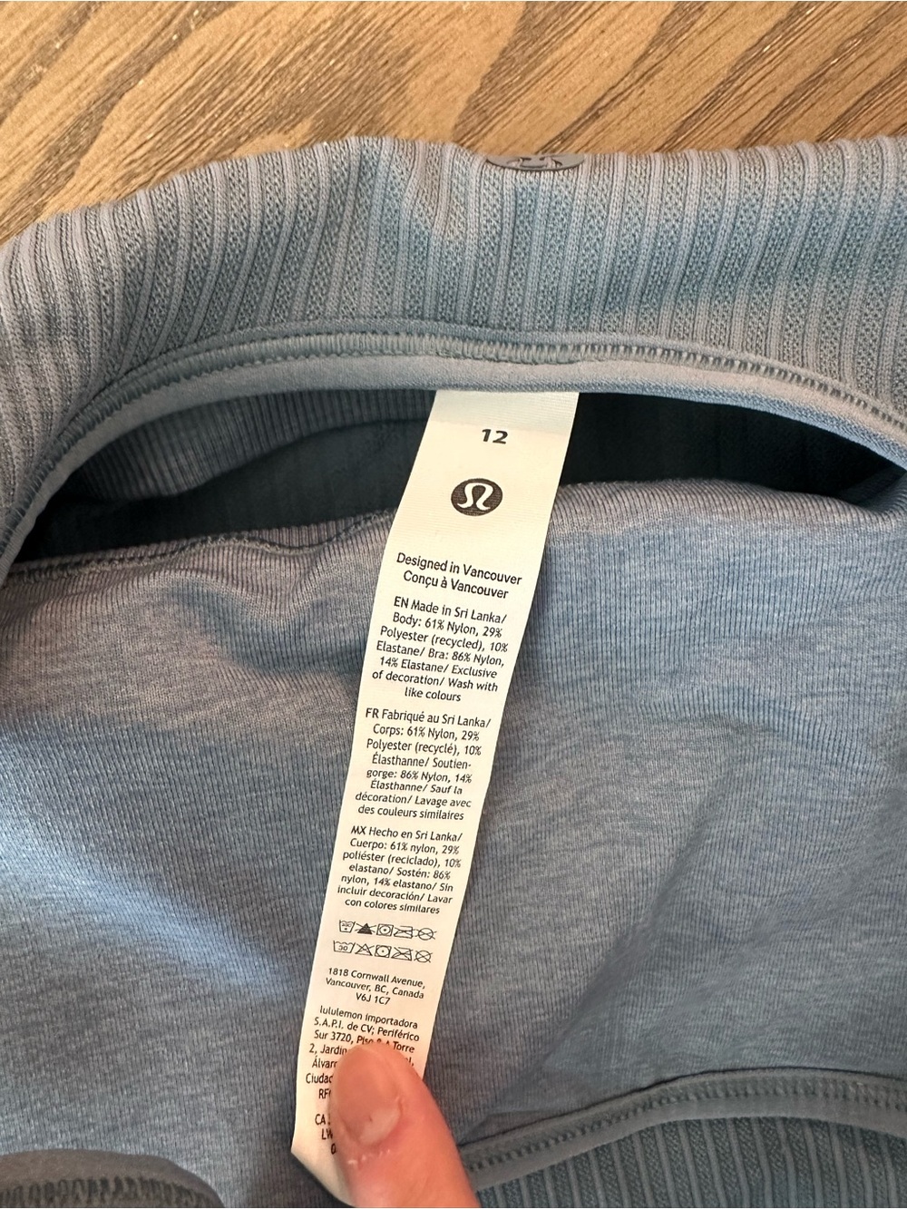 lululemon padded ribbed cami in dusty blue - size 12 - Picture 2 of 4